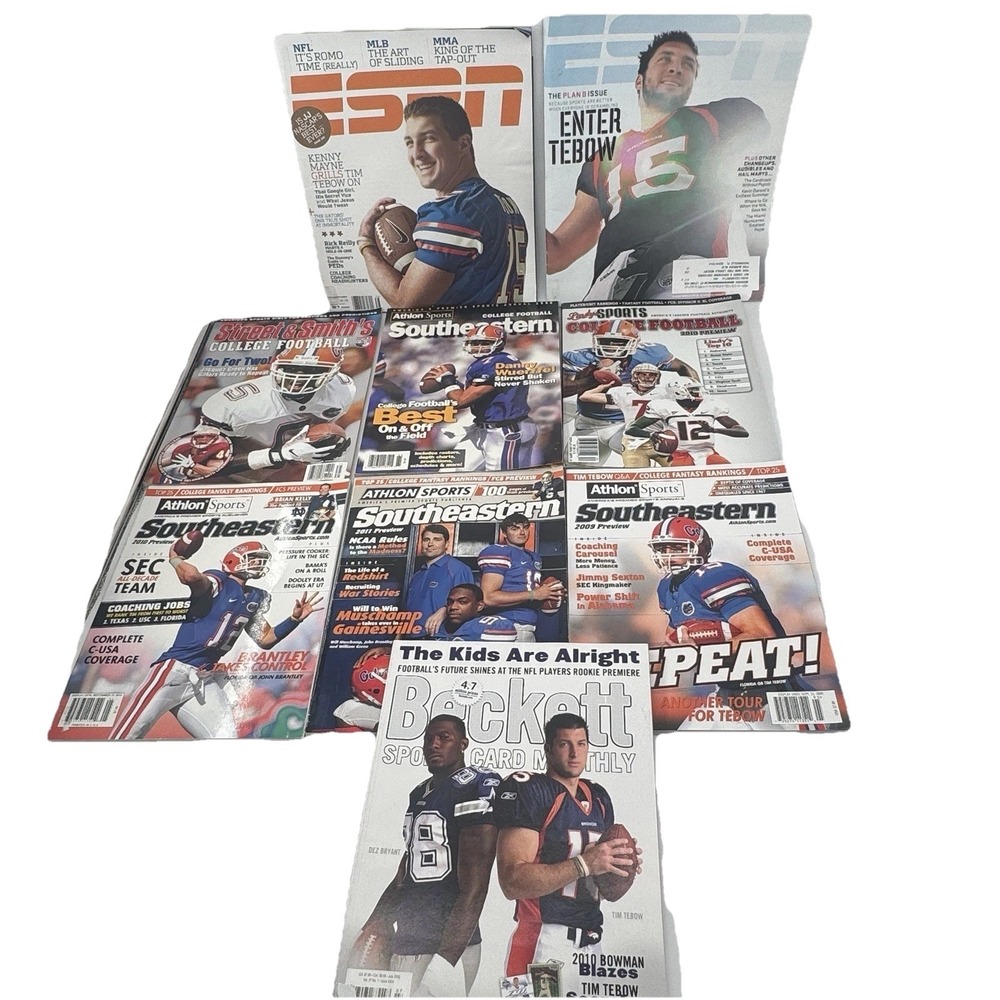 Tim Tebow Florida Gators Magazine Lot 9 NCAA Football Preview ESPN Athlon Lindys
